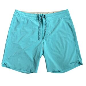 Patagonia Mens XL Teal Blue Performance Board Shorts Swim Trunks Sustainable